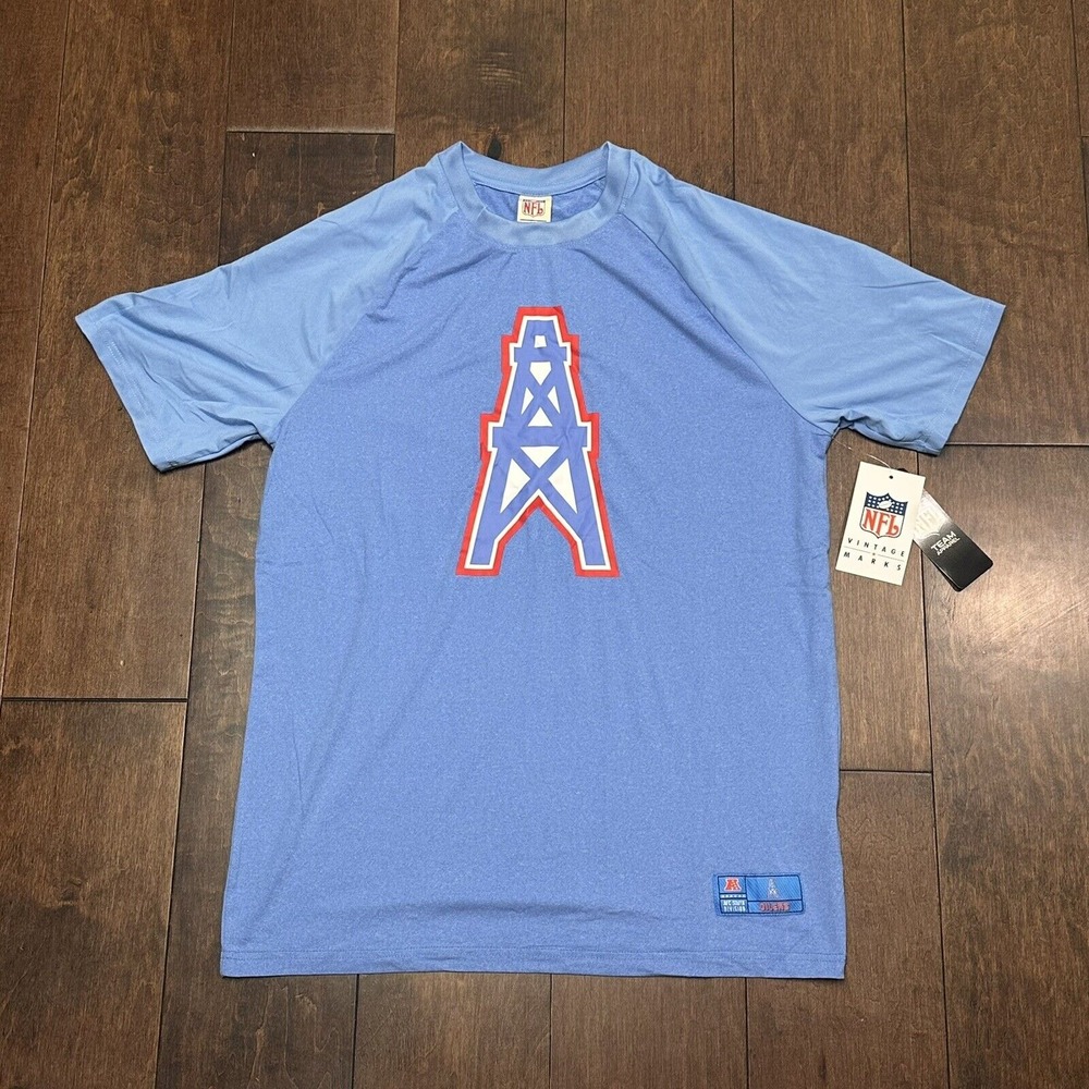 NFL Vintage Marks Mens Houston Oilers T‎ Shirt Blue Small NWT Retail $35 Stretch